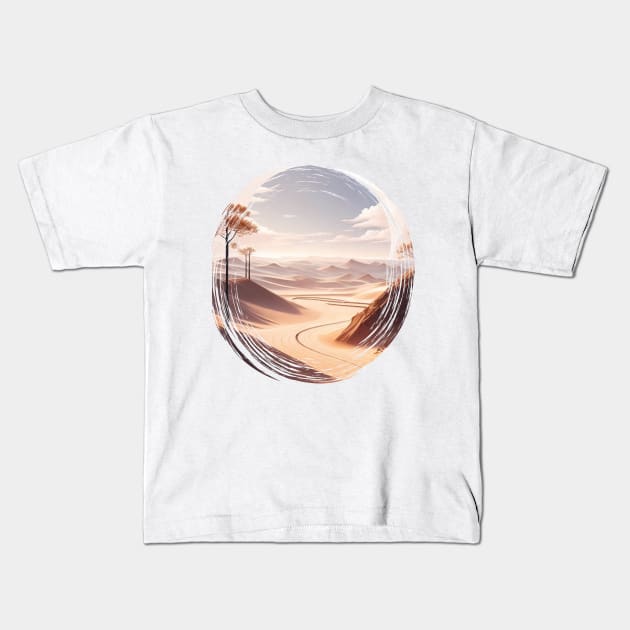 A Peace Of A Lonely Desert - AI Art Kids T-Shirt by Asarteon